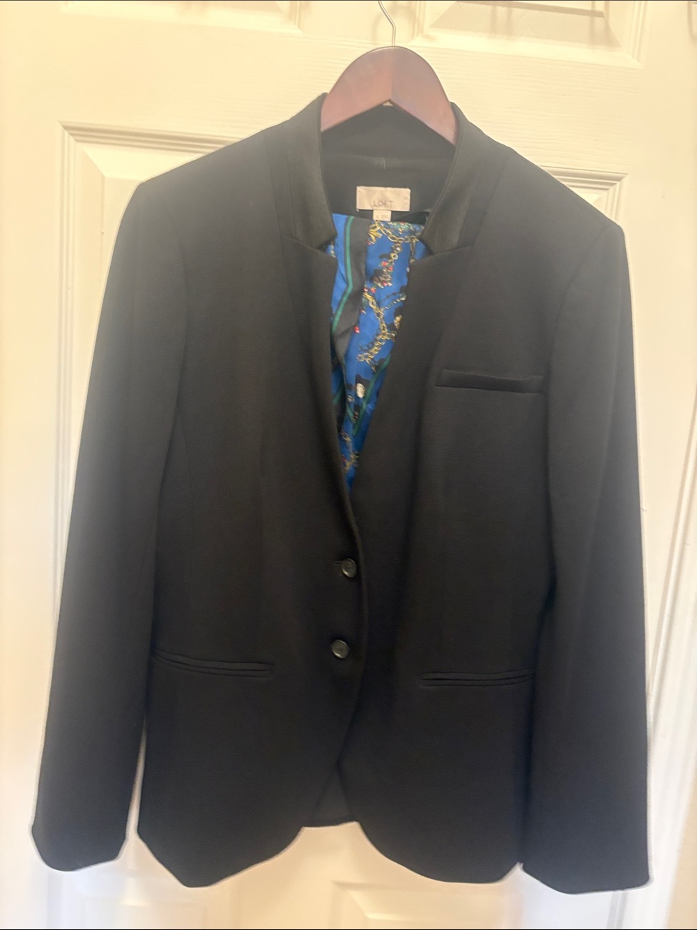 LOFT Black Women's Blazer with Satin Trim A018